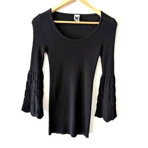 Missoni Top Womens 44 US 8 Black Knit 3/4 Bell Sleeve Fitted